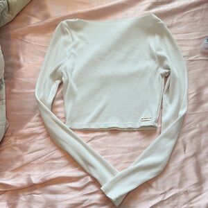 YoungLA White Ribbed Long-Sleeve Crop Top